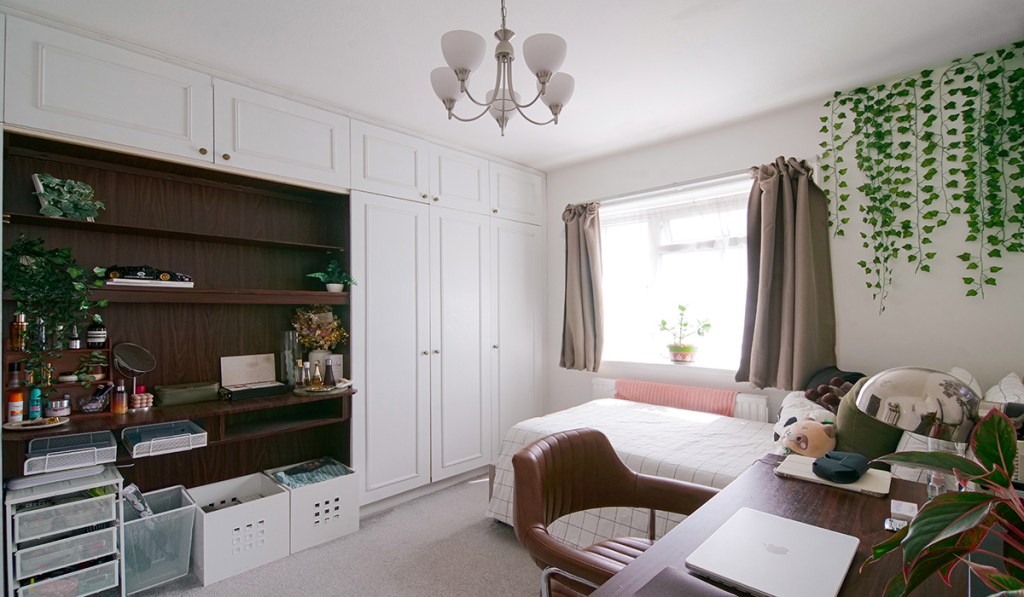 Calming bespoke bedroom design, photographed in Golders Green, London.